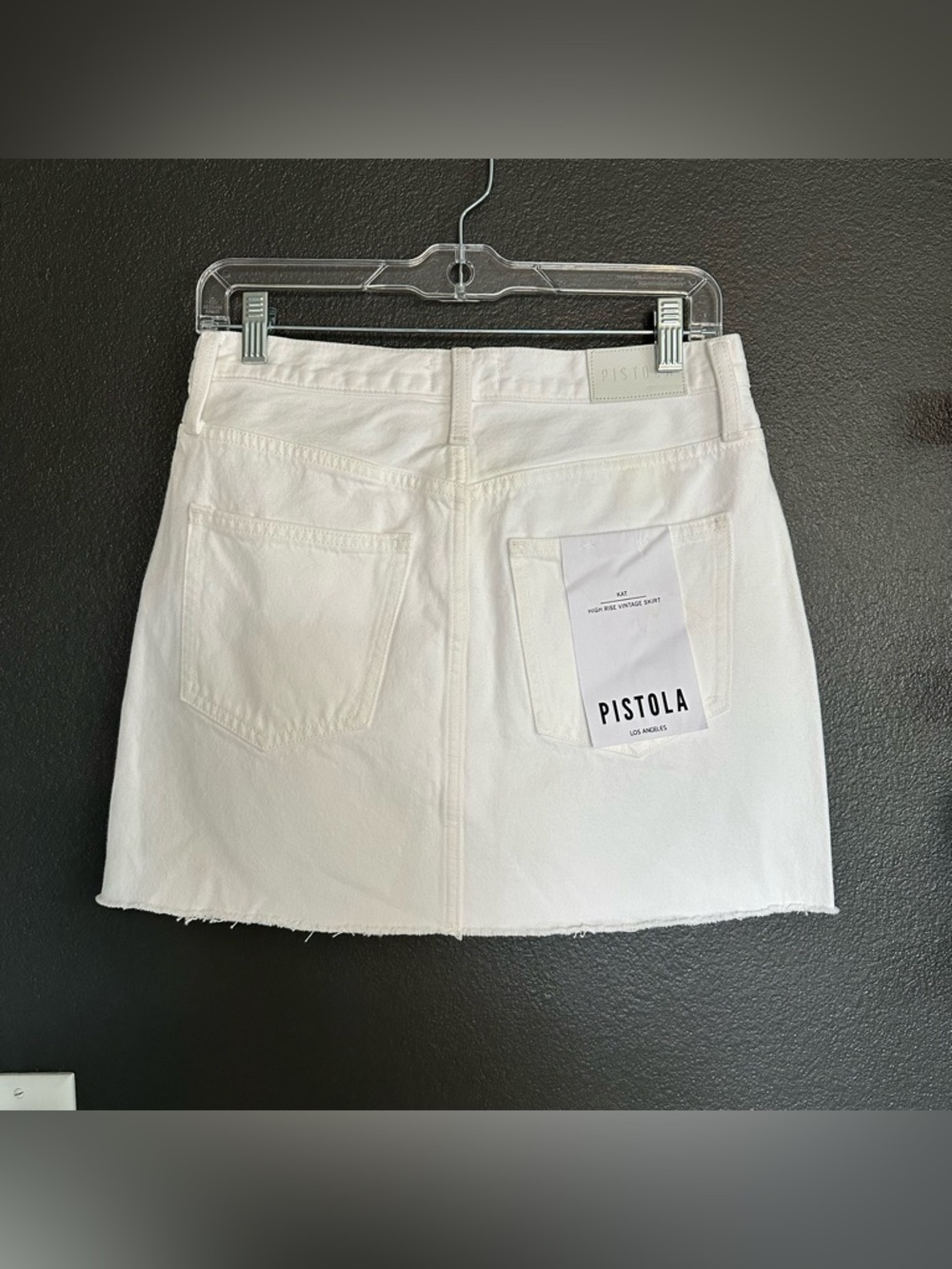 Pistola Kat High Rise Vintage Denim Mini Skirt White Size 26 NWT - Picture 8 of 8